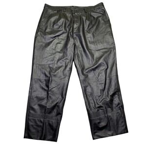 Claude Lamont Black Leather Pleated Trousers Mens Sz 46 Fits 43" Grunge Rock 90'